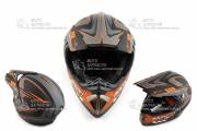 Шлем кроссовый B-600 BEON черно-оранжевый