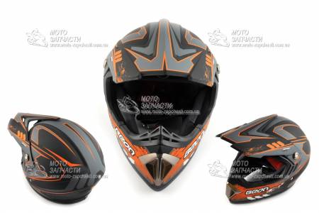 Шлем кроссовый B-600 BEON черно-оранжевый