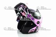 Шлем-трансформер FGN FX111 FLOWER+очки Black/Pink