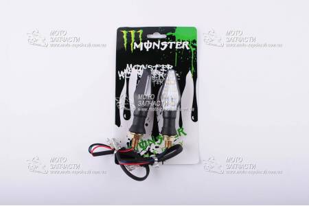 Повороты LED стреловидные прозрачные 9 диодов MONSTER ENERGY Повороты LED стреловидные прозрачные 9 диодов MONSTER ENERGY
