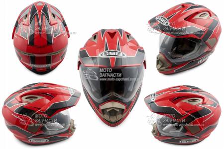 Шлем кроссовый GSB GS-14 красный мат