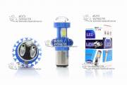 Лампа фары LED BA20D 35/35W 2 крист BLUELED линза