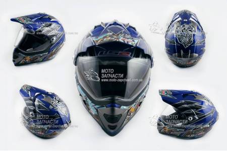 Шлем кроссовый LS-2 MX-433+визор синий