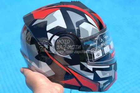 Шлем-трансформер F2/BLD №-159+очки черно-красный