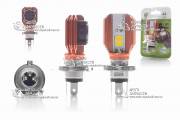 Лампа фары LED ИЖ H4 9/18V 6000K 2 крист RTD
