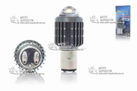 Лампа фары LED Storm BA20D 12V 35/35W 2 диода линза L.I.P.A.I.