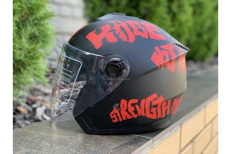 Шлем- полулицевой с очками F2 mod: 707 BLACK-RED
