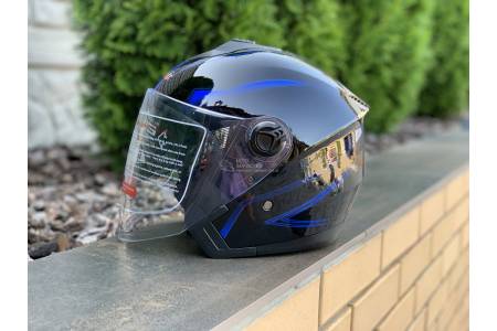 Шлем- полулицевой с очками F2 mod: 707 BLACK-BLUE 